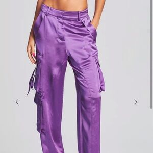 Purple Satin Women's Cargo Pants